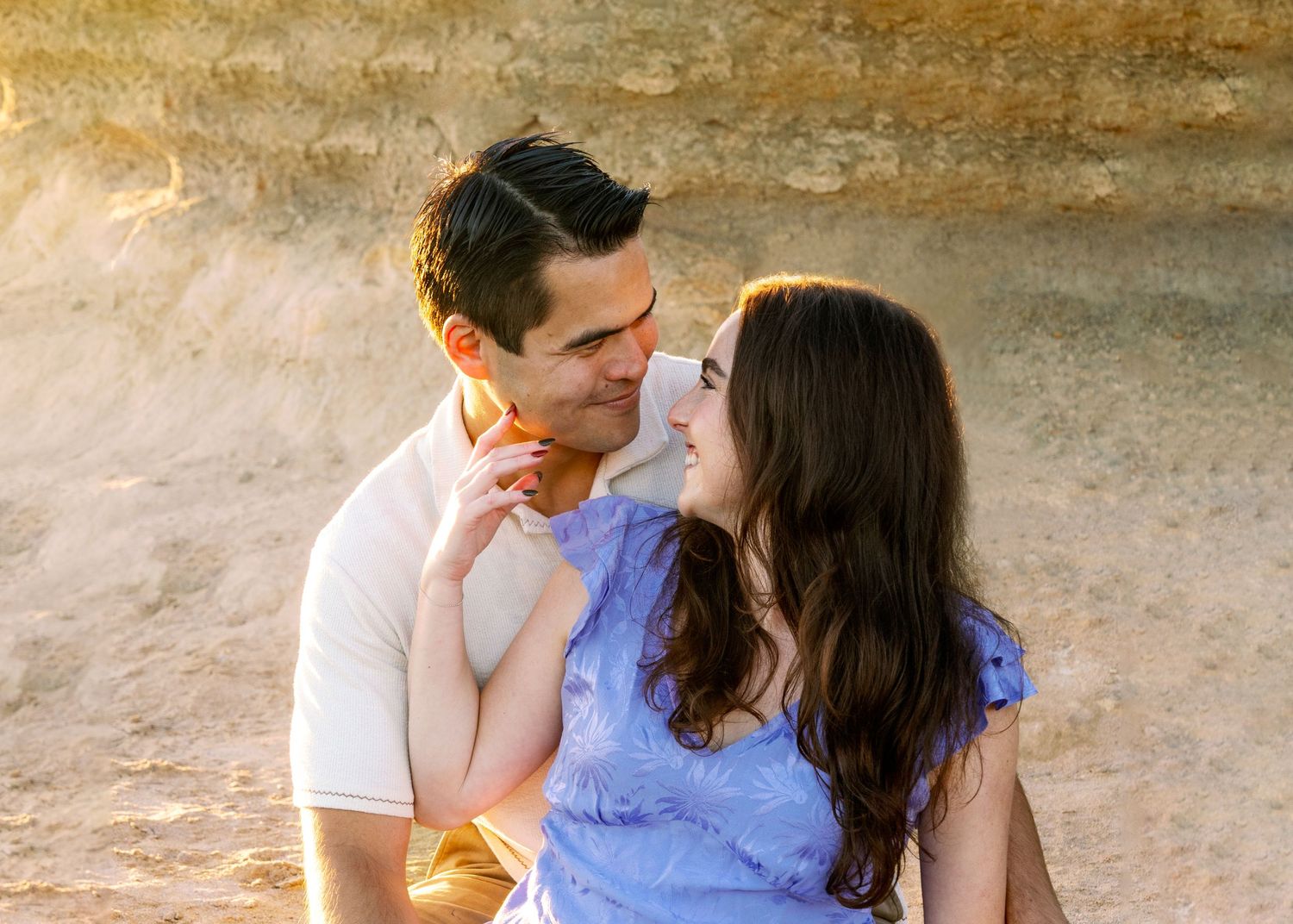 Couple's professional beach photoshoot at Del Mar Beach in San Diego, California