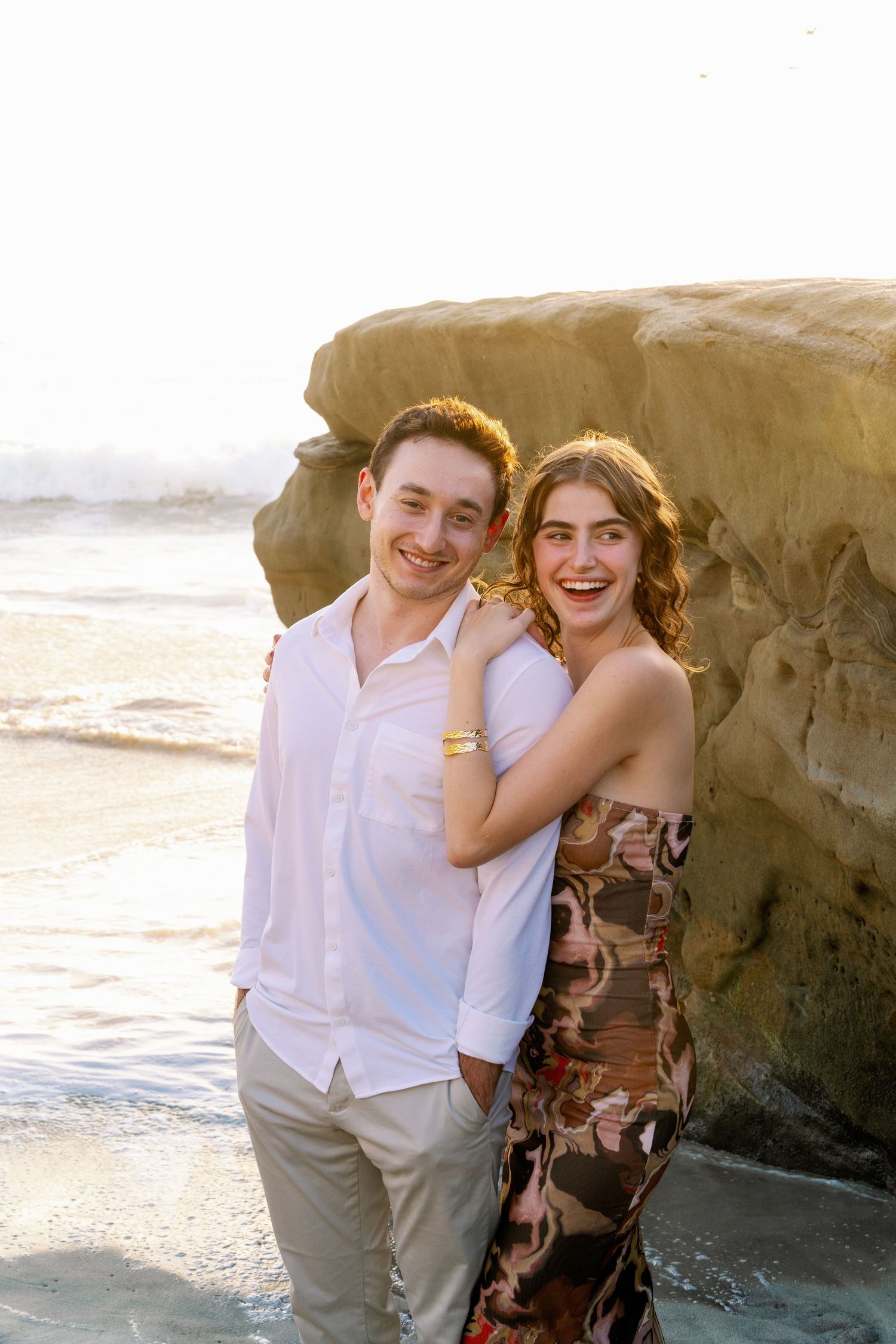 Couple's professional beach photoshoot at Windansea Beach in La Jolla, San Diego, California