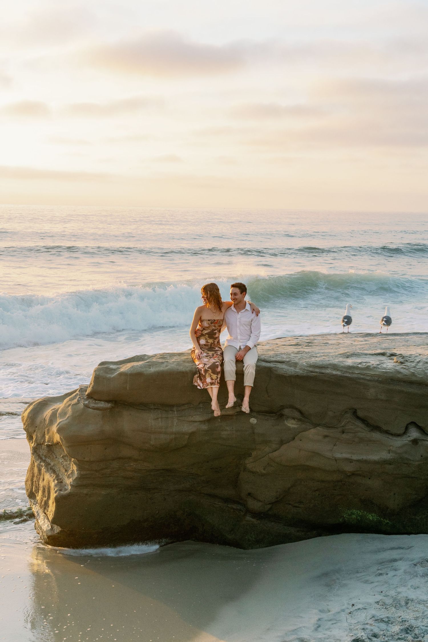 Couple's professional beach photoshoot at Windansea Beach in La Jolla, San Diego, California