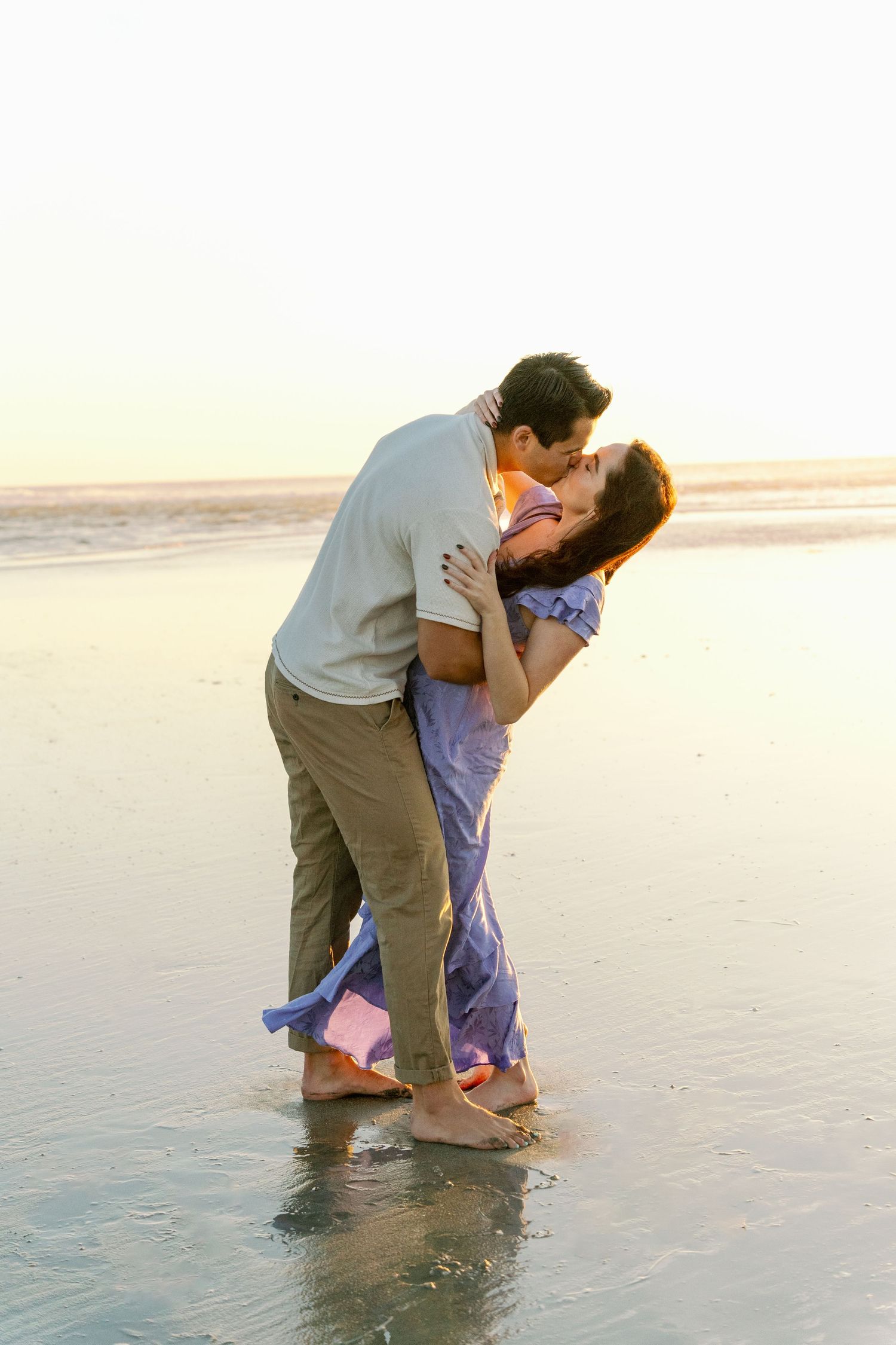 Couple's professional beach photoshoot at Del Mar Beach in San Diego, California