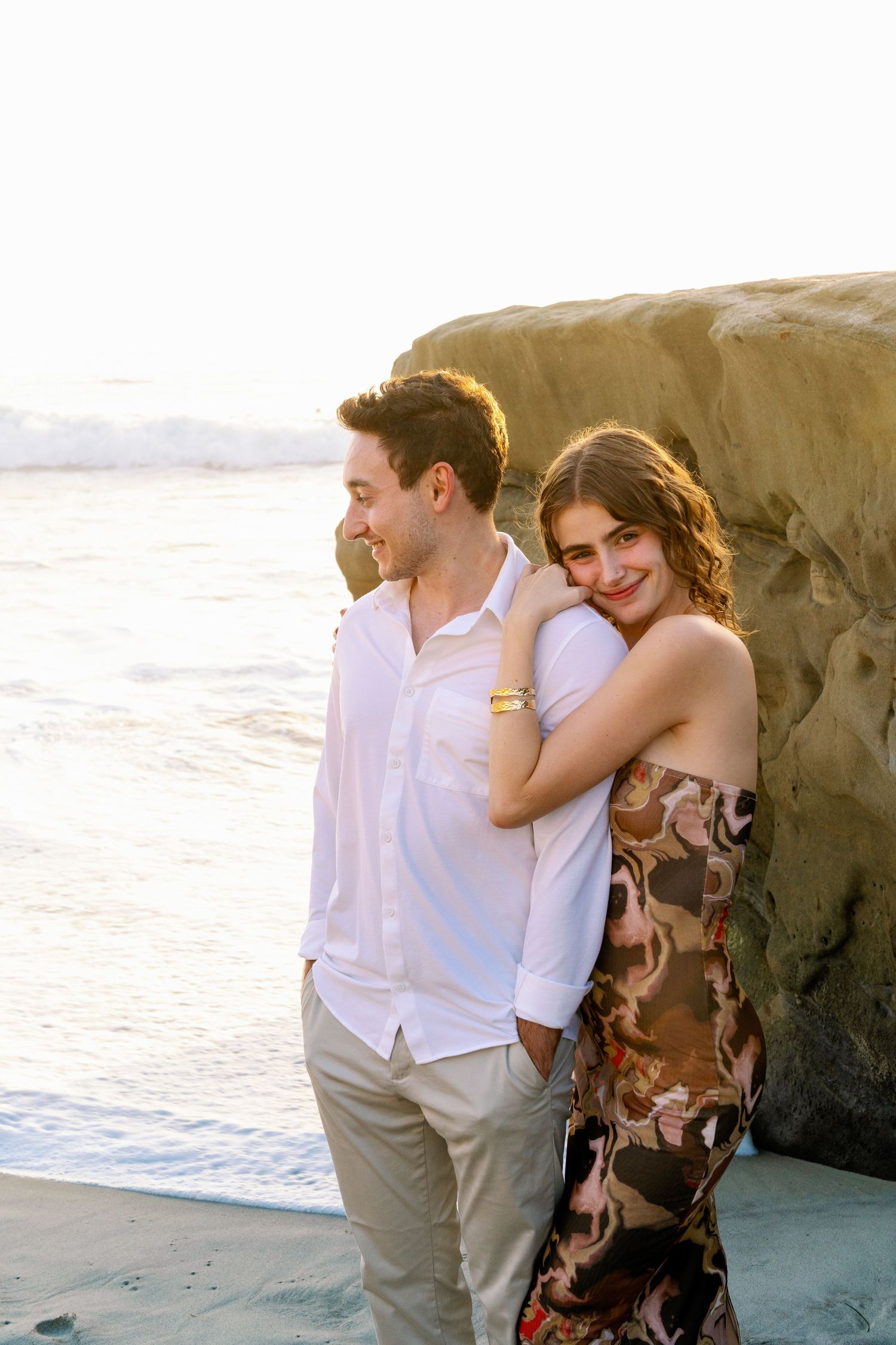 Couple's professional beach photoshoot at Windansea Beach in La Jolla, San Diego, California