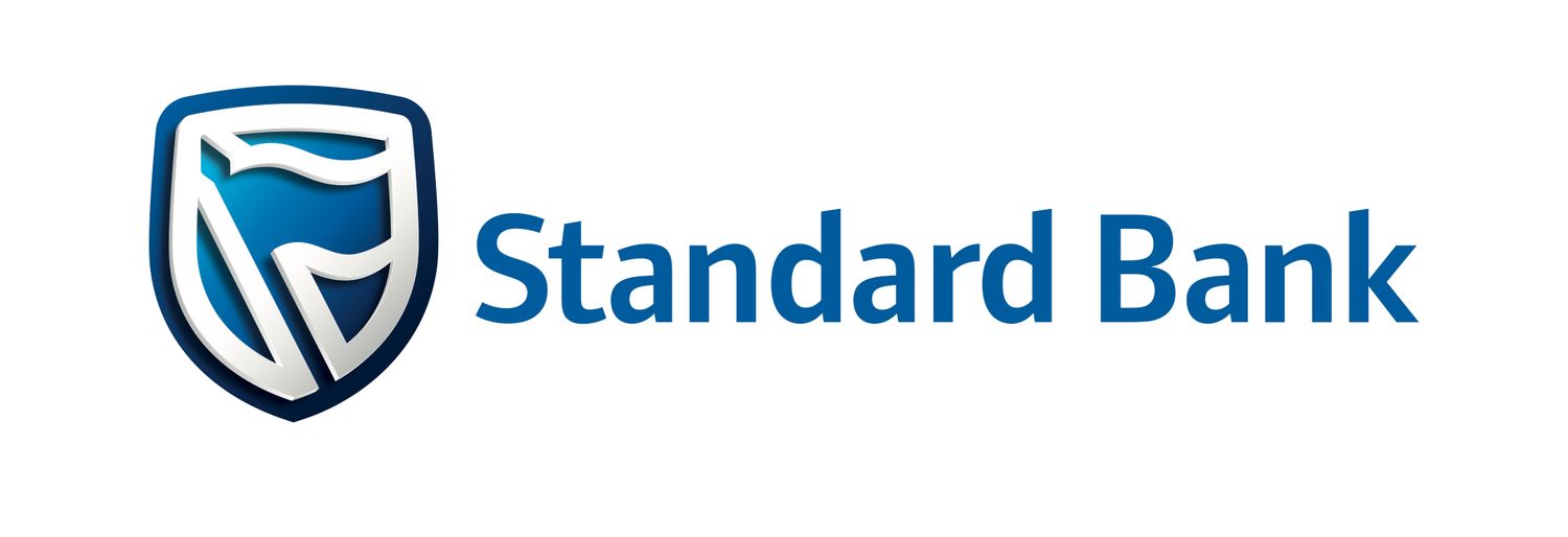 Standard Bank logo featuring a blue shield emblem with bold corporate text.