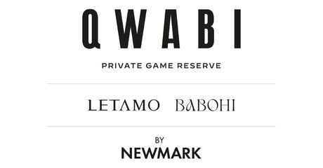 Qwabi Private Game Reserve logo featuring Letamo and Babohi by Newmark text.