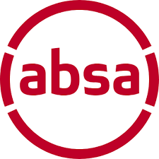 Absa bank logo with bold red lowercase text inside a red circle on white background.