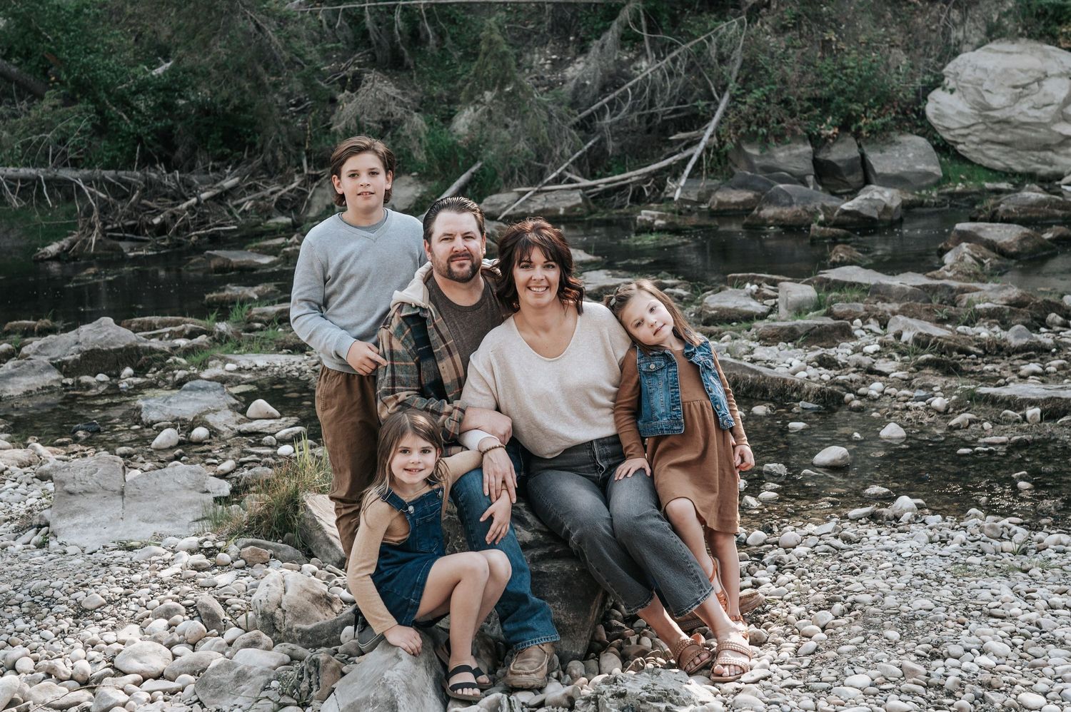 Outdoor river family photograph