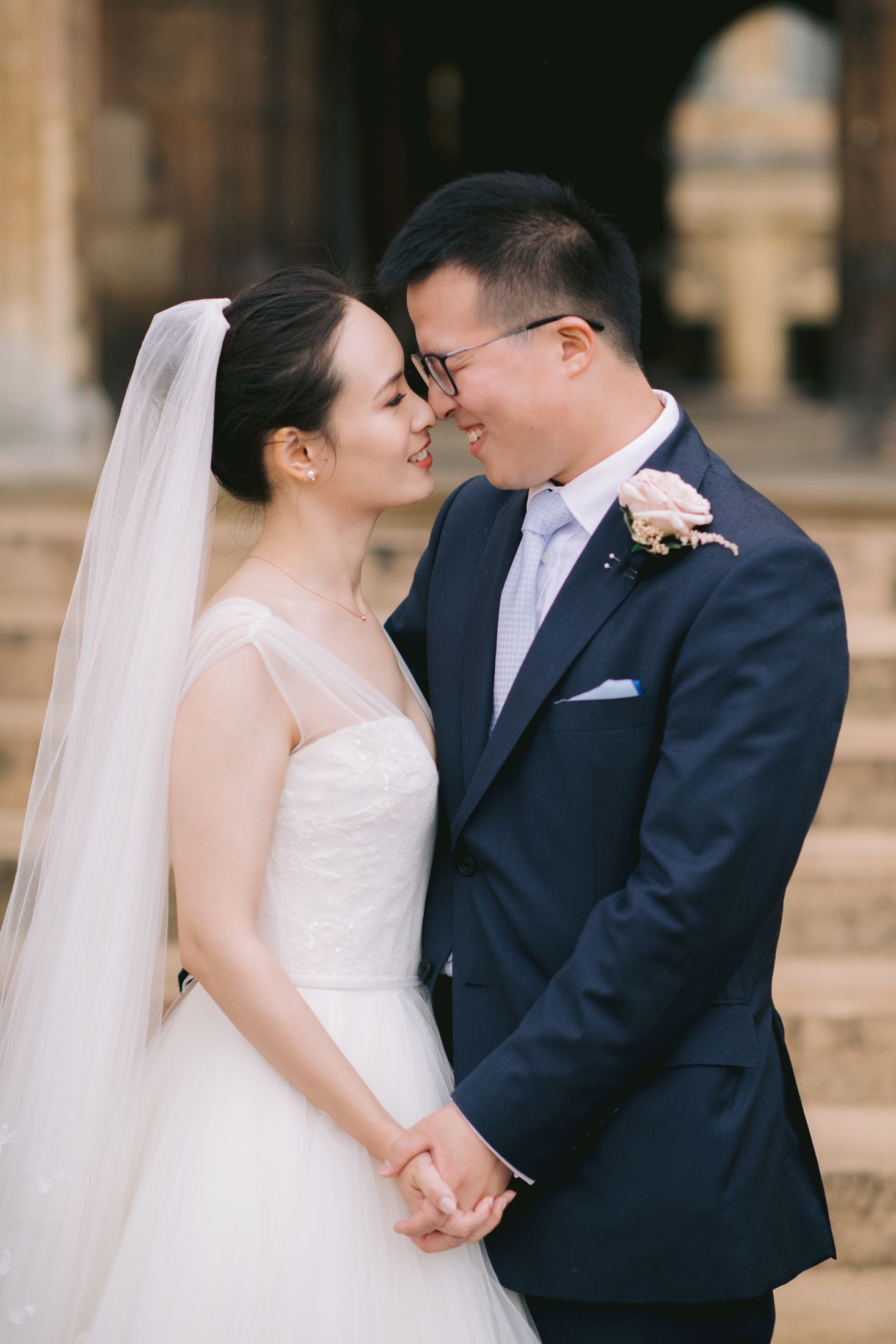 Philippa Lepley bride and groom at Trinity College Cambridge wedding.