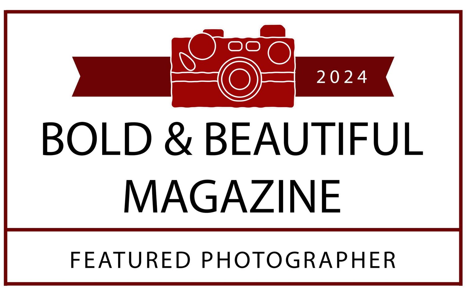 As seen in Bold & Beautiful Magazine published badge for photographer feature