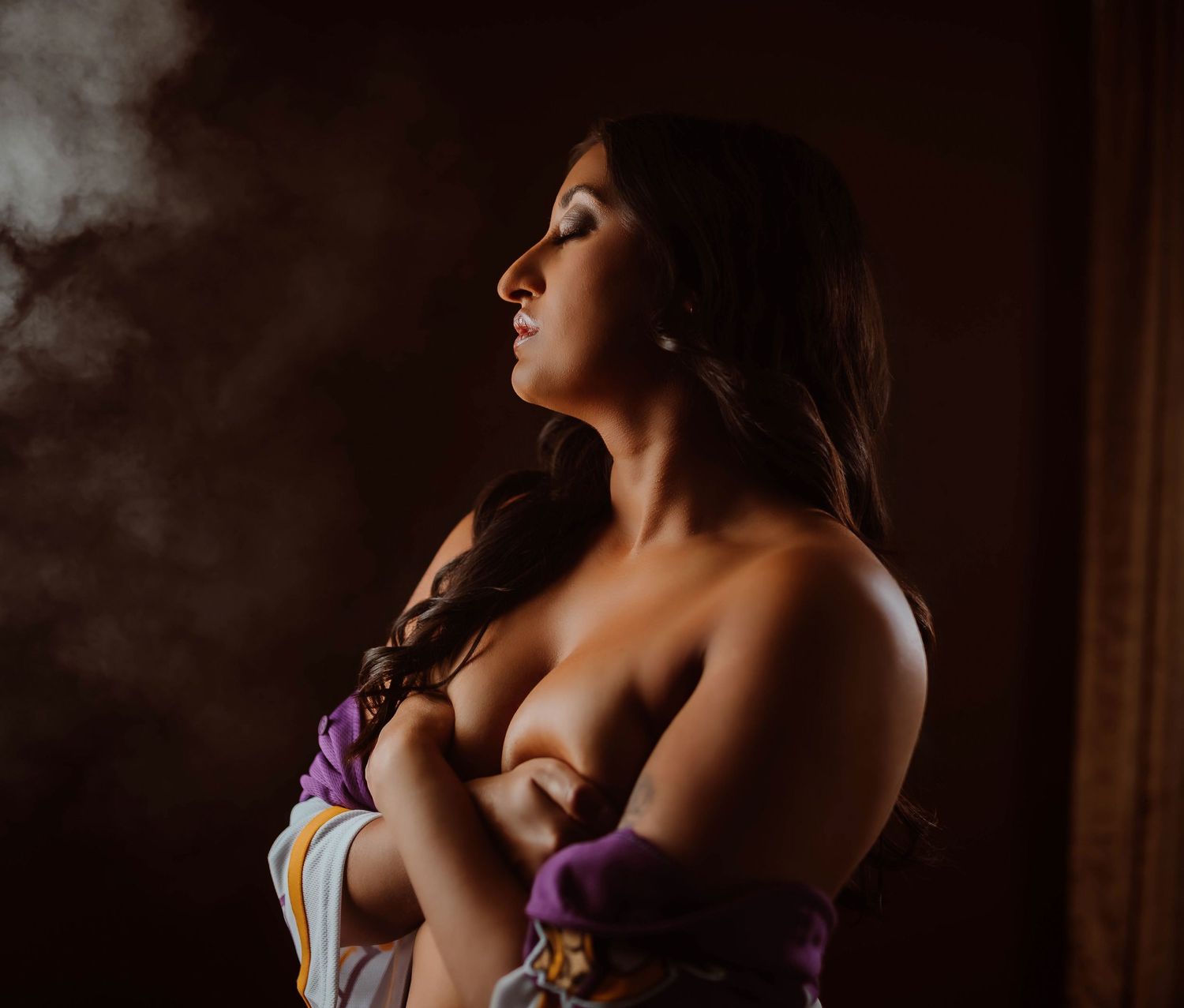 Dark and moody boudoir photoshoot with a Wisconsin boudoir photographer.