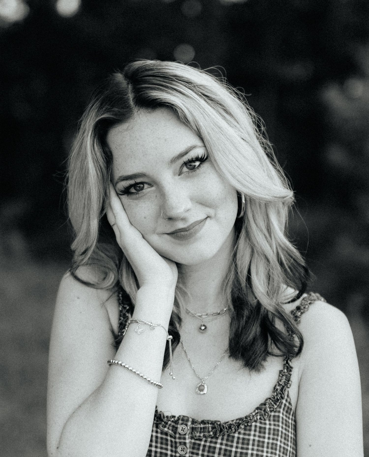 A timeless black and white individual portrait session captured outdoors in Ellijay, Georgia by Ella Monroe Photography