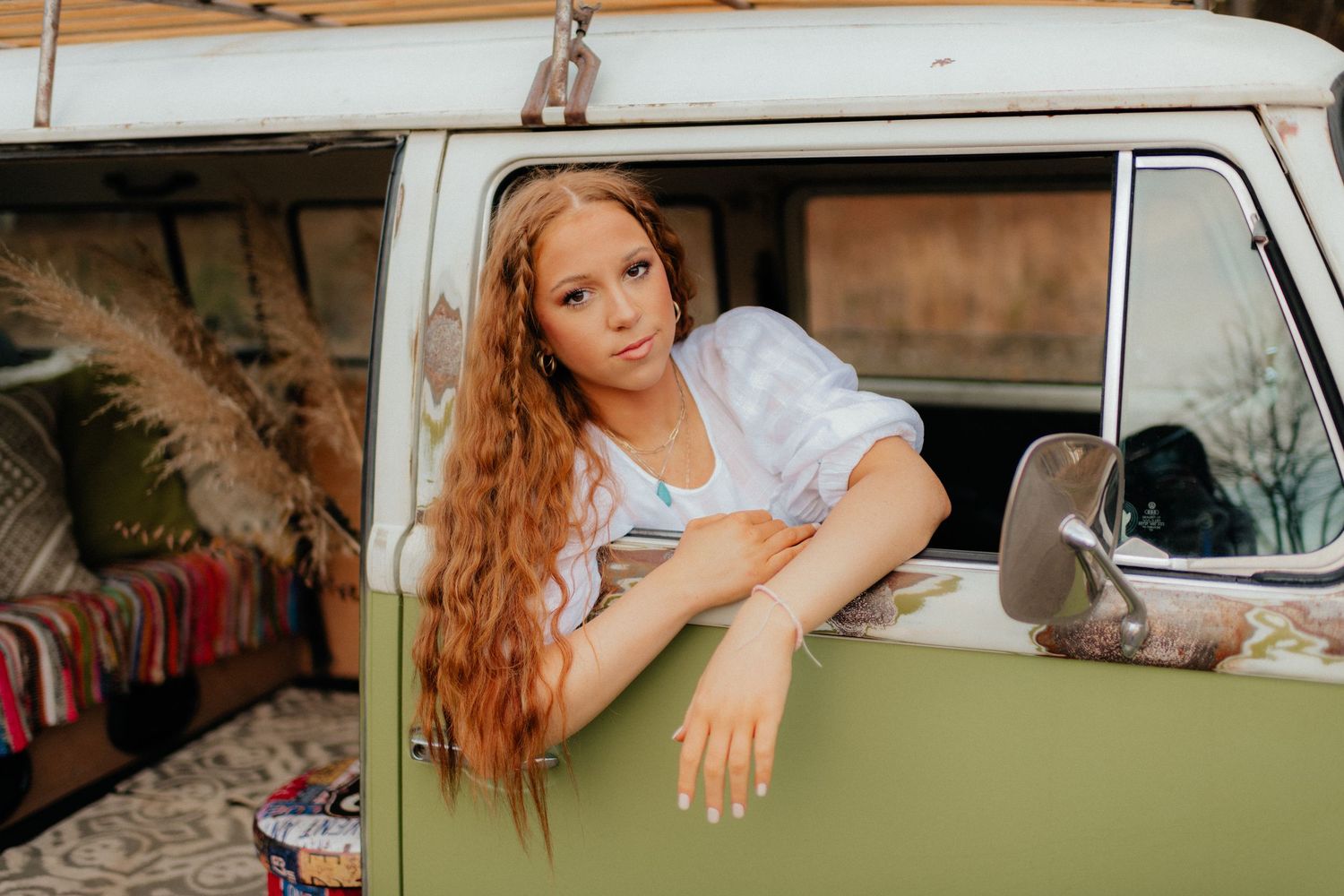 Cartersville, Georgia senior session in Volkswagen van