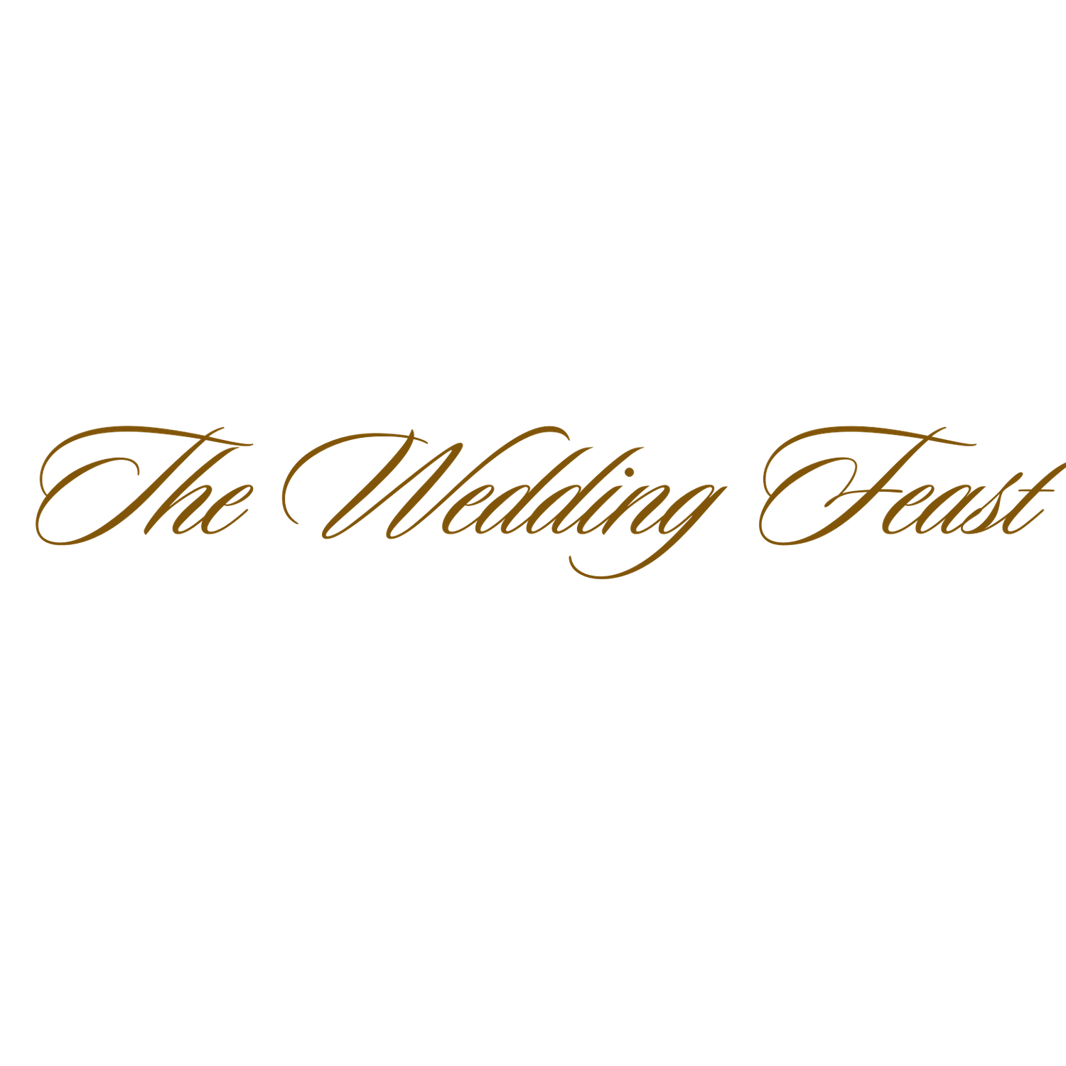 Ornate gold calligraphy displaying 'The Wedding Feast' in flowing script.