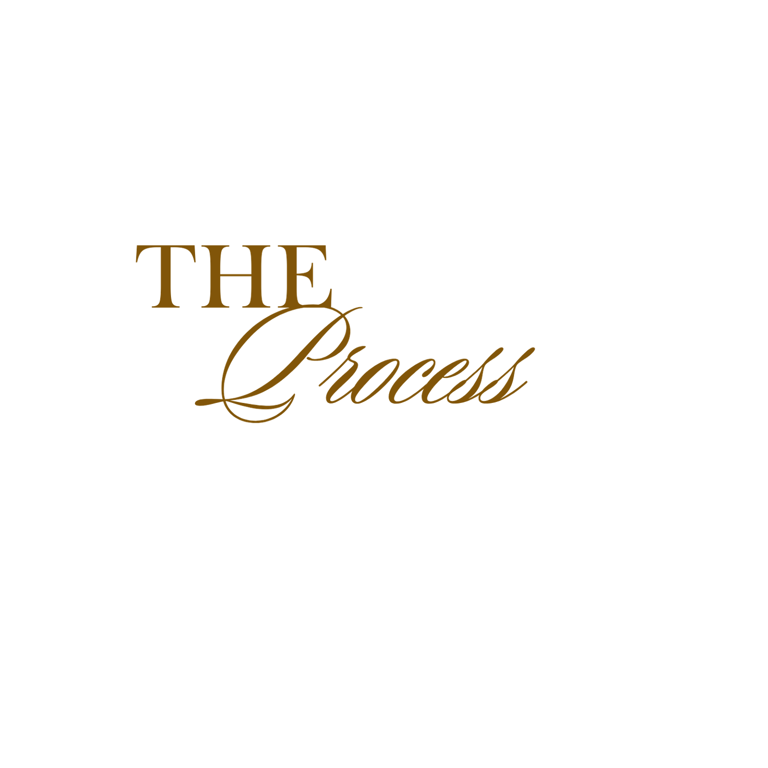 Decorative gold text reading 'The Process' in elegant script font.