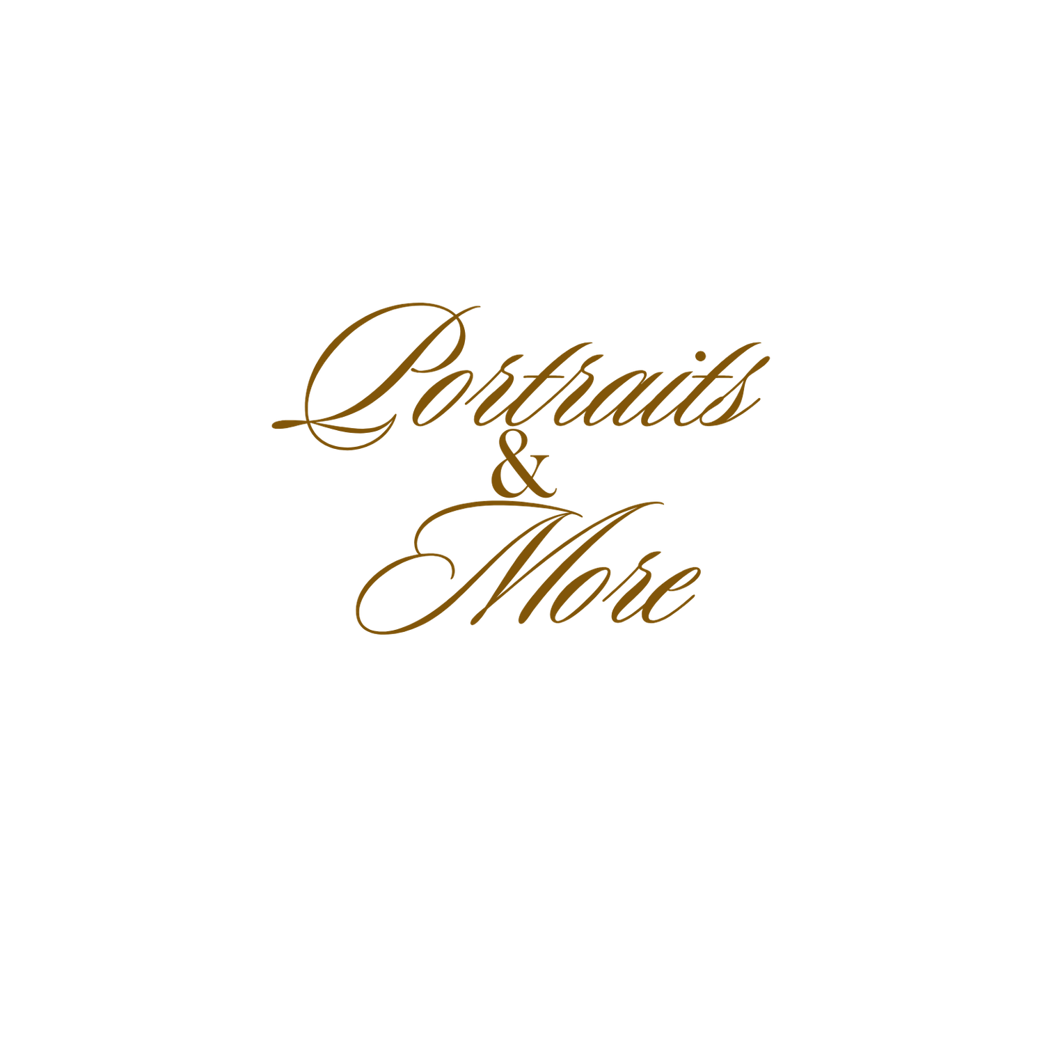 Elegant gold script text reading 'Portraits' in a decorative calligraphic style.