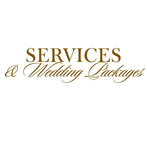 Elegant gold text displaying 'SERVICES & Wedding Packages' in script font.