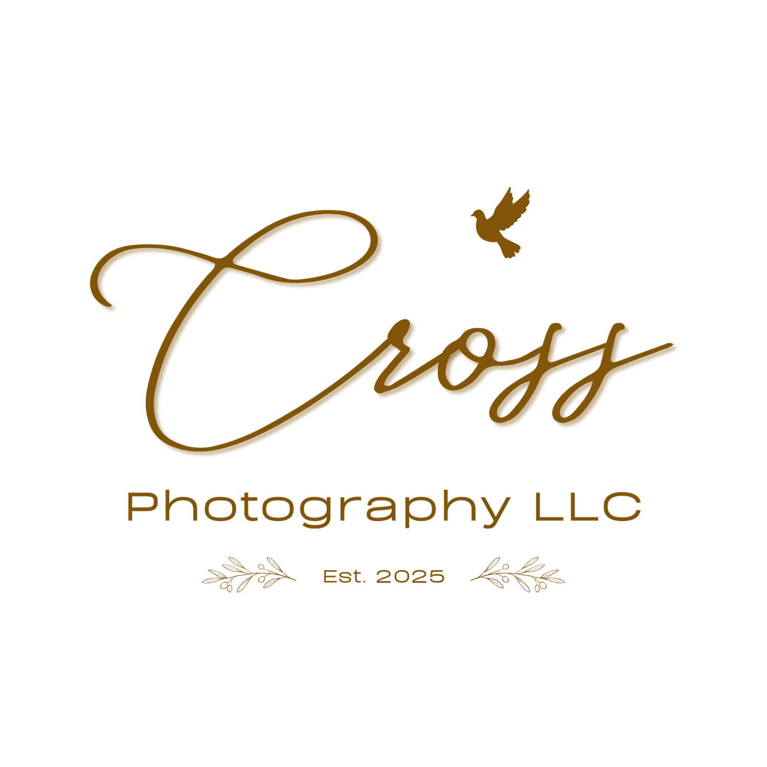 Elegant gold photography company logo with bird detail and establishment date.