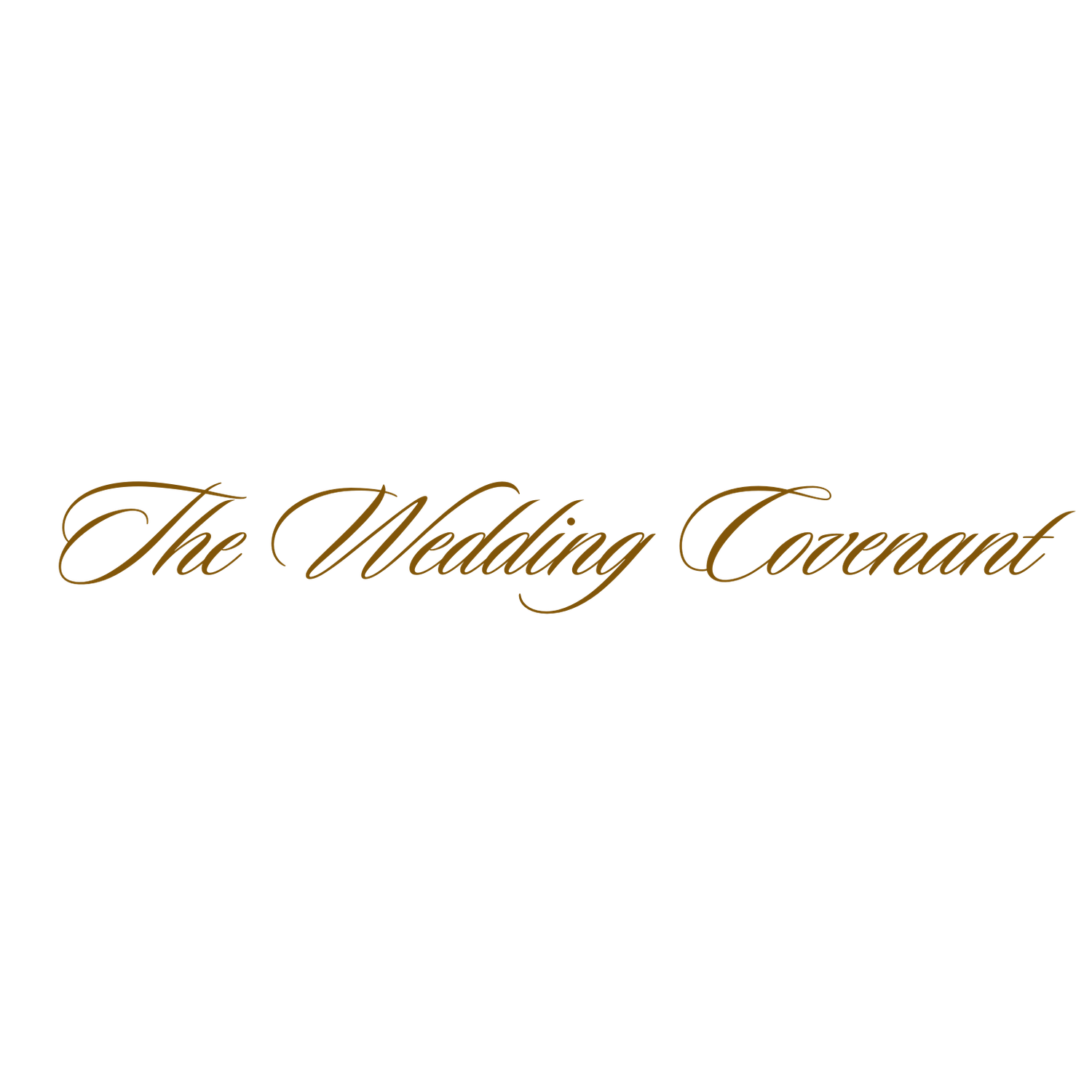 Elegant script text reading 'The Wedding Covenant' in gold calligraphy.