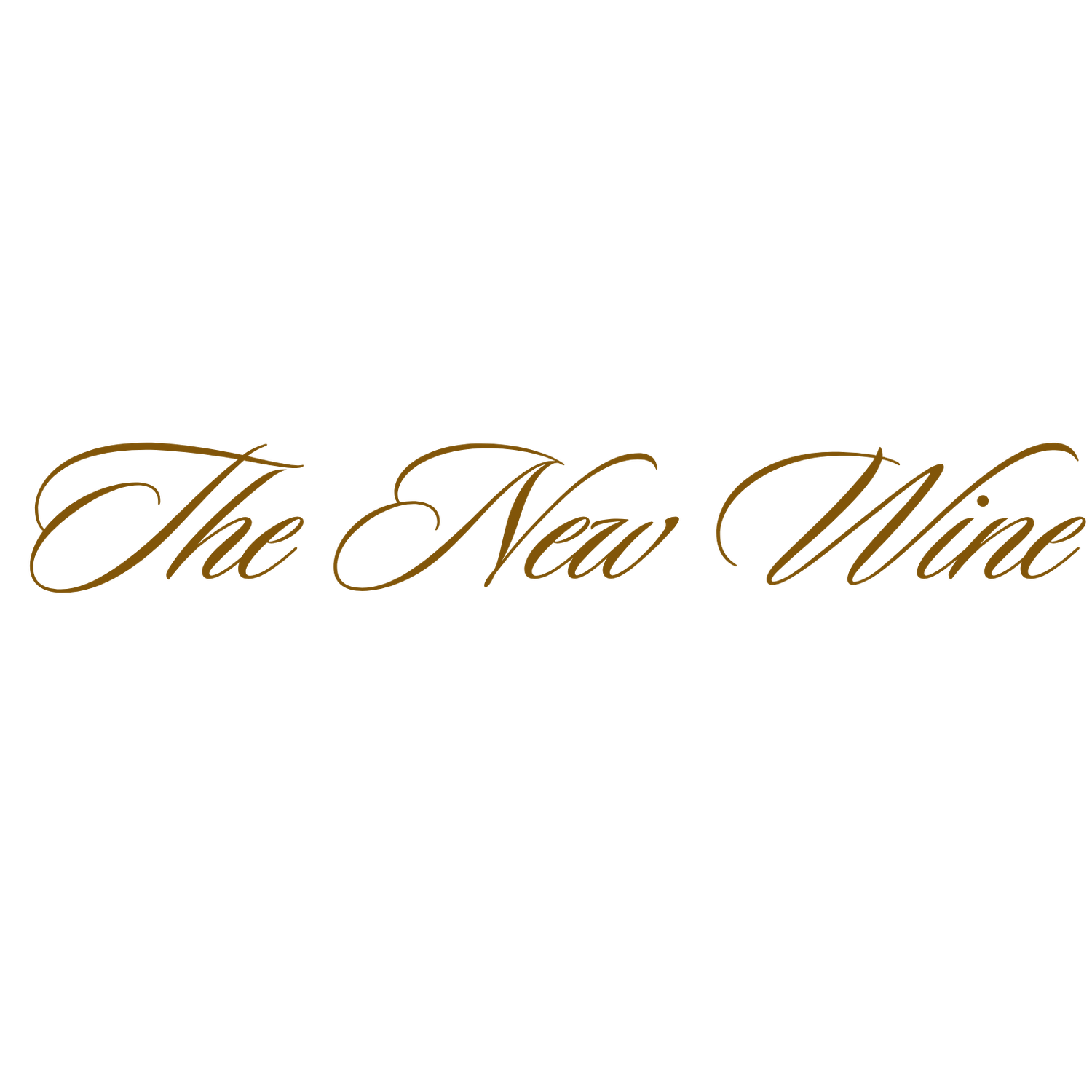 Decorative gold text 'The New Wine' written in elegant calligraphy.