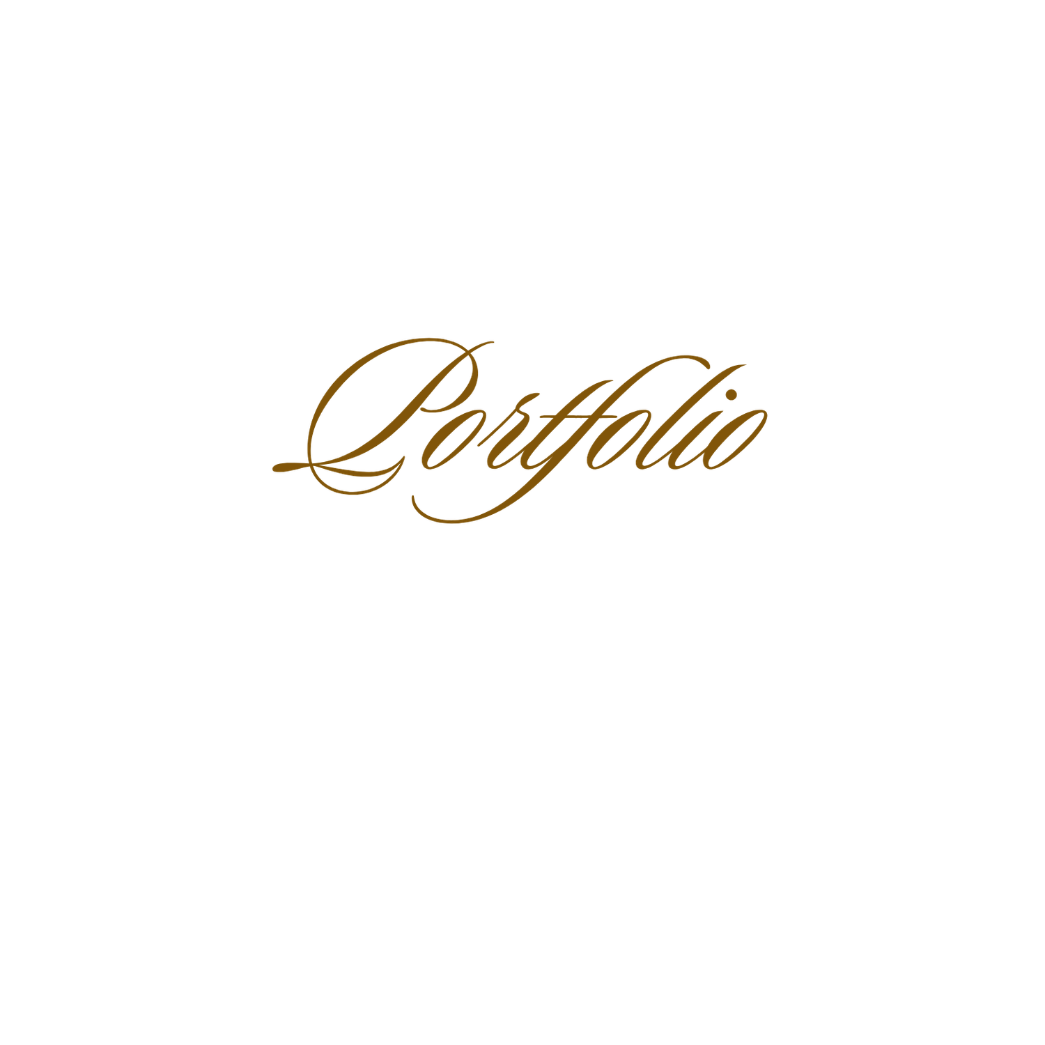 Elegant script text reading 'Portfolio' in gold calligraphy against a white background.