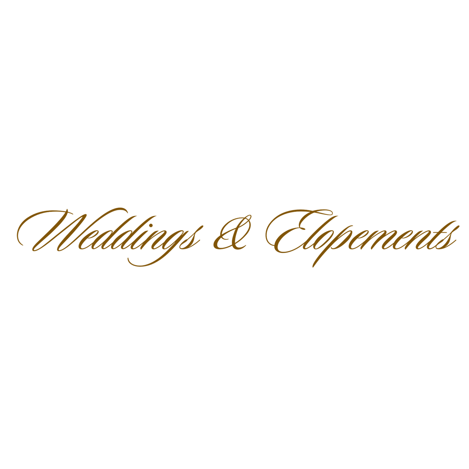 Elegant gold script reading 'Weddings & Elopements' in ornate calligraphy.