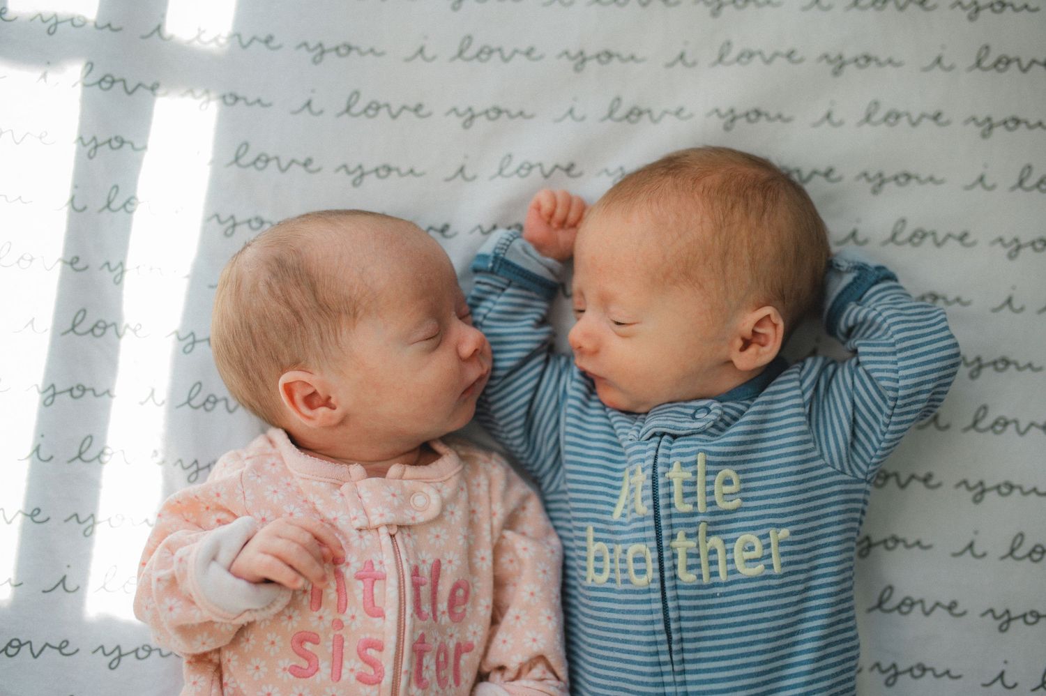 newborn baby twins, boy girl twins, fraternal twins, little sister, little brother