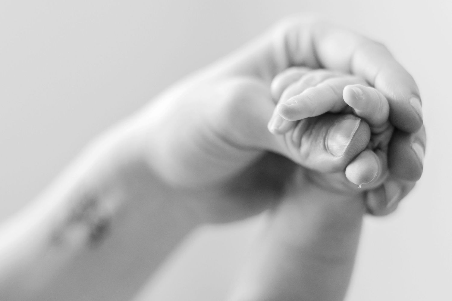 Close-up black and white photos showing various hand gestures and finger positions against a light background.