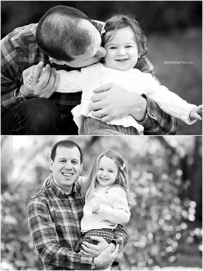 Black and white series of playful family portraits showing tender moments outdoors.