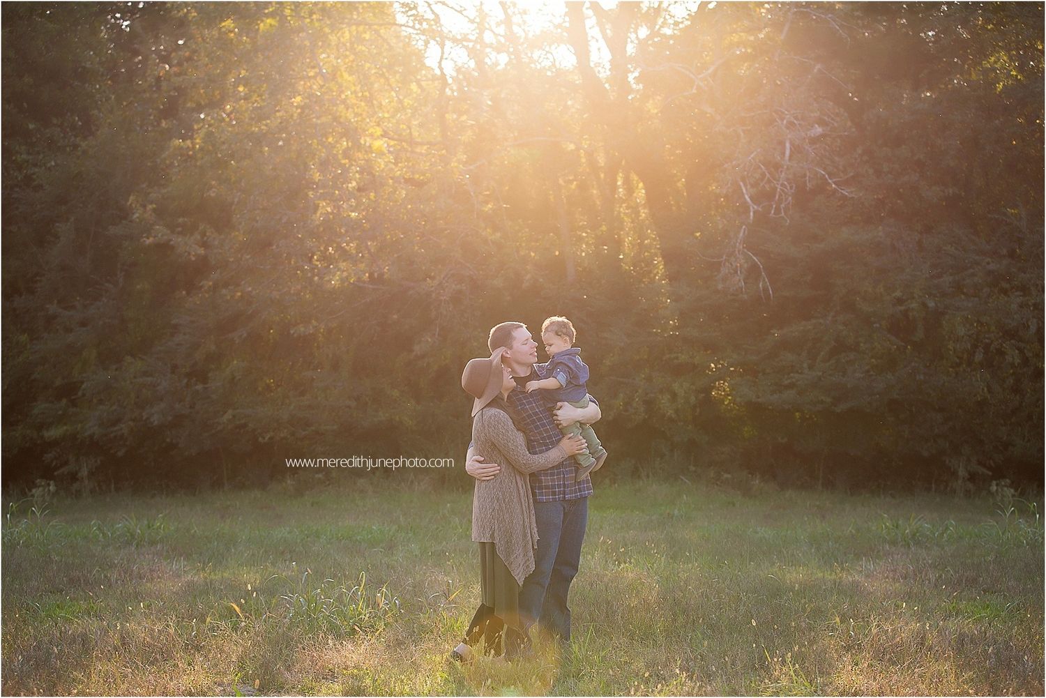 A series of silhouetted figures photographed in golden sunlight during sunset in an outdoor setting.