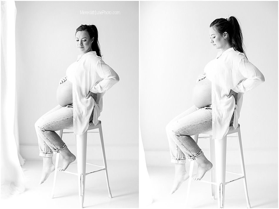 A sequence of black and white photographs showing a figure in white clothing performing dynamic poses on a chair.