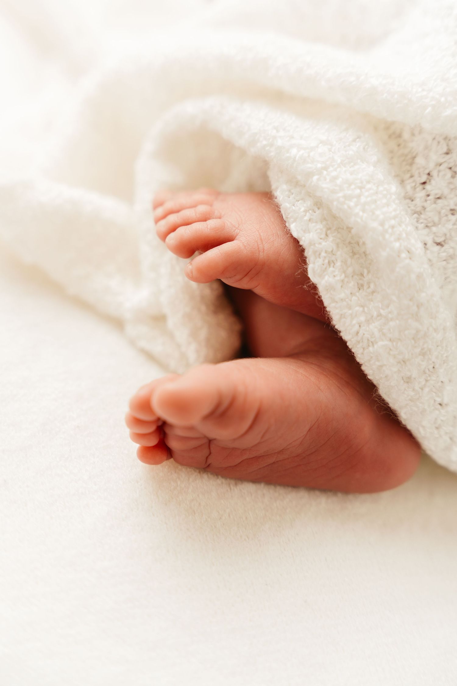 foto van kleine babyvoetjes tijdens Newborn photoshoot in studio in Antwerpen