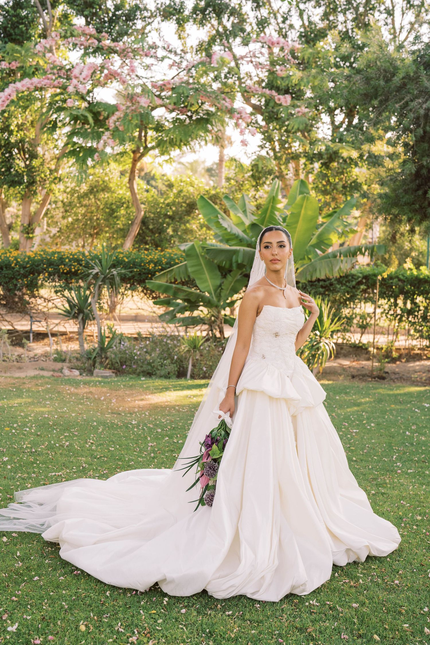 Bride and groom editorial wedding portrait in Egypt