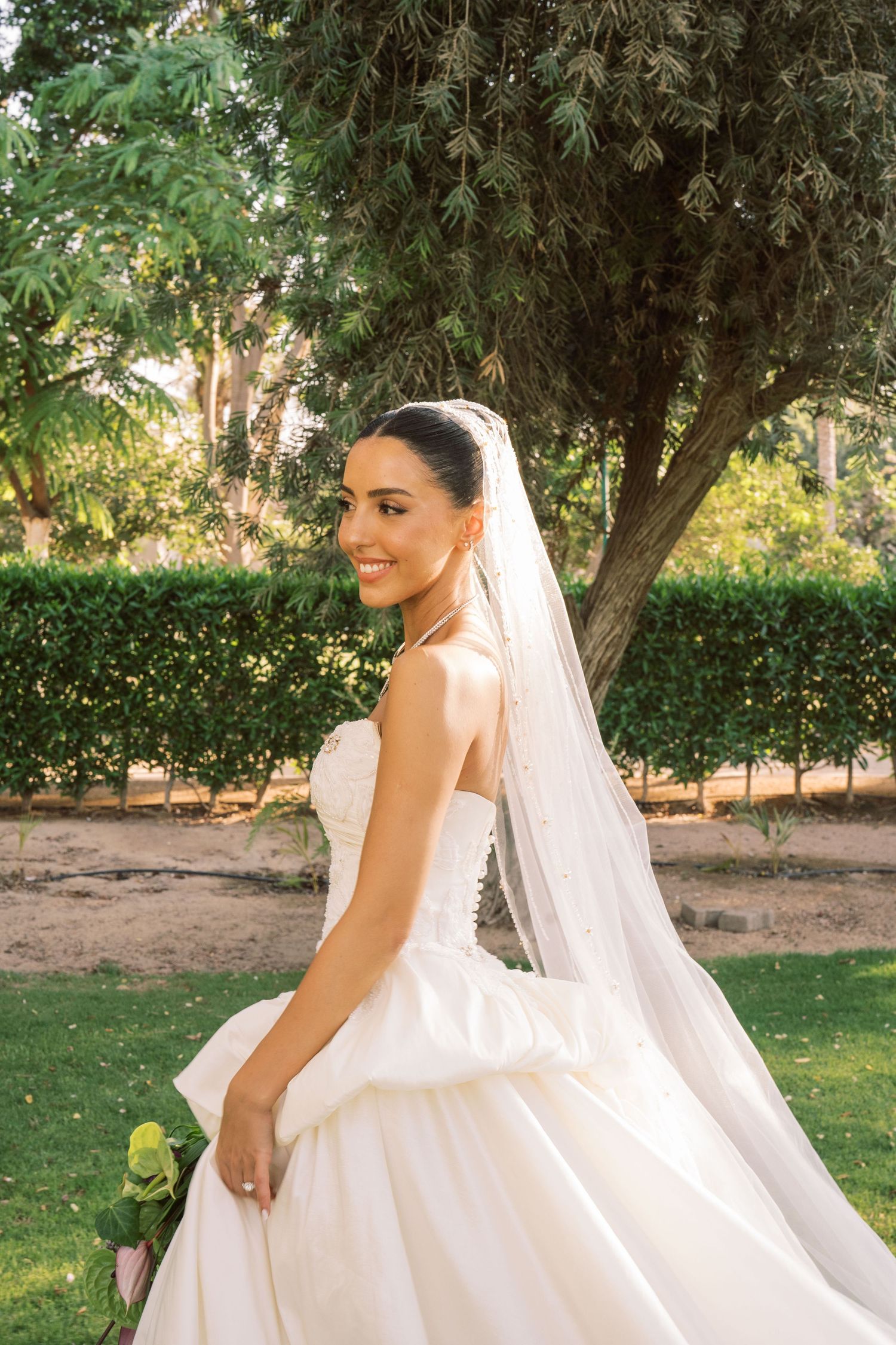 Bride and groom editorial wedding portrait in Egypt