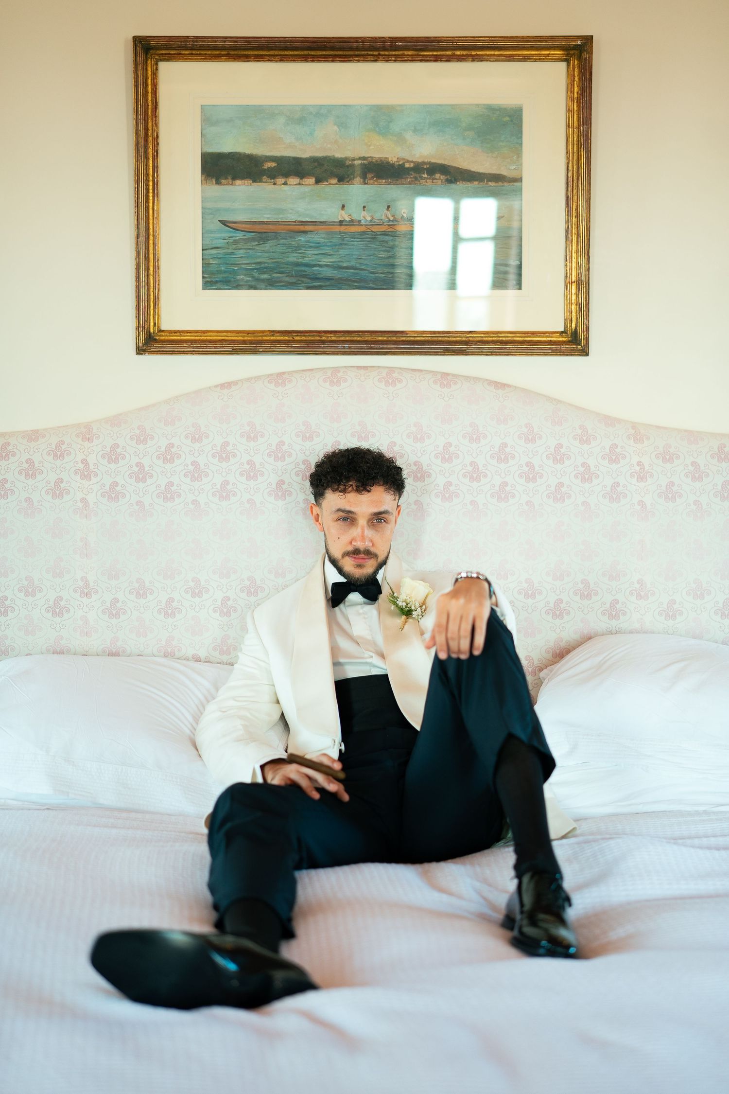 Bride and groom editorial wedding portrait in Egypt