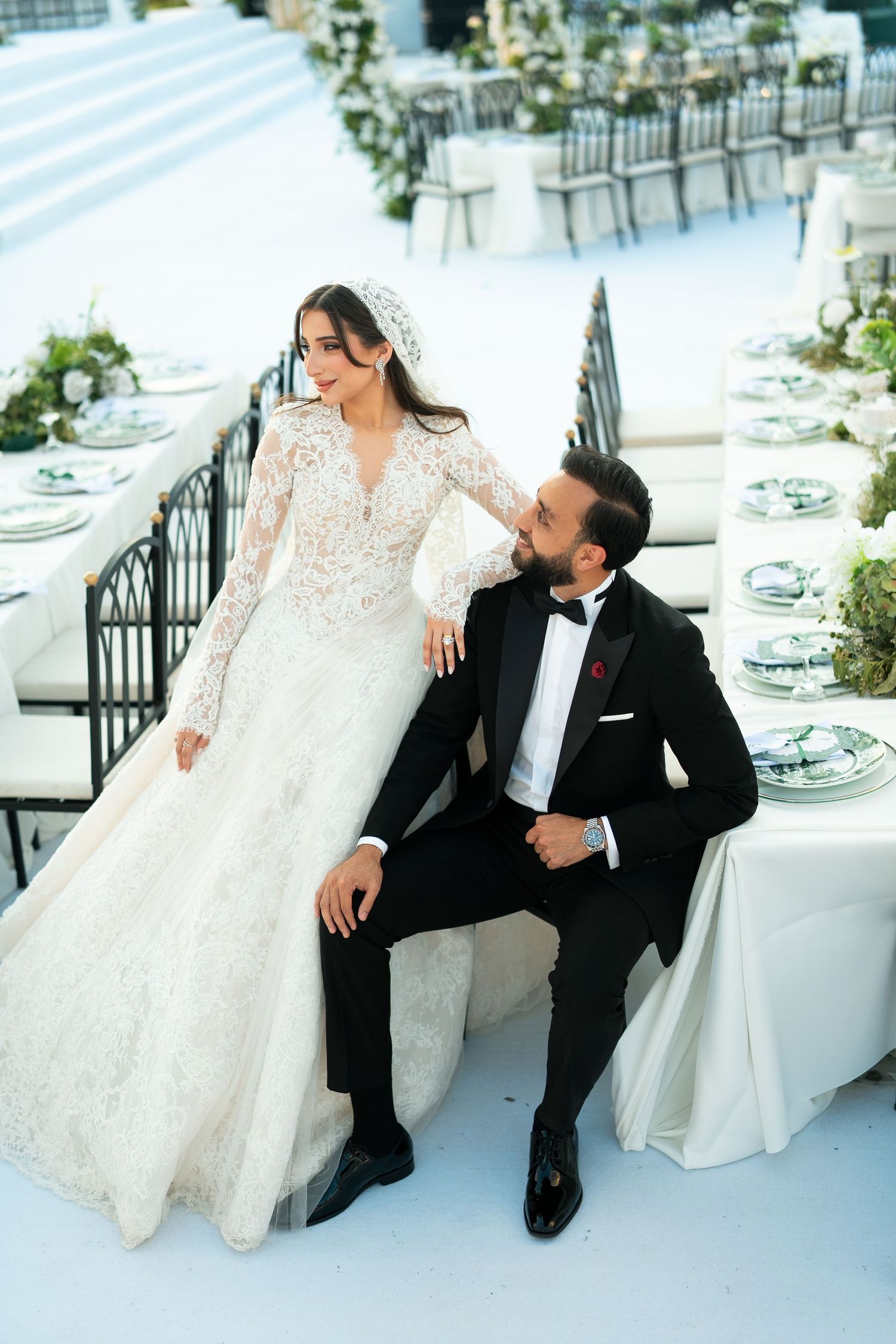Bride and groom editorial wedding portrait in Egypt