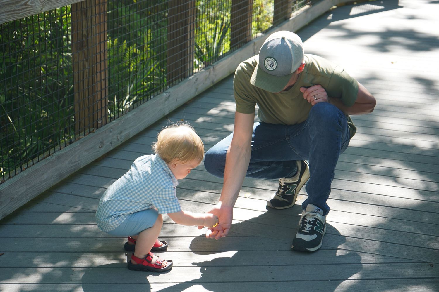father and son playing