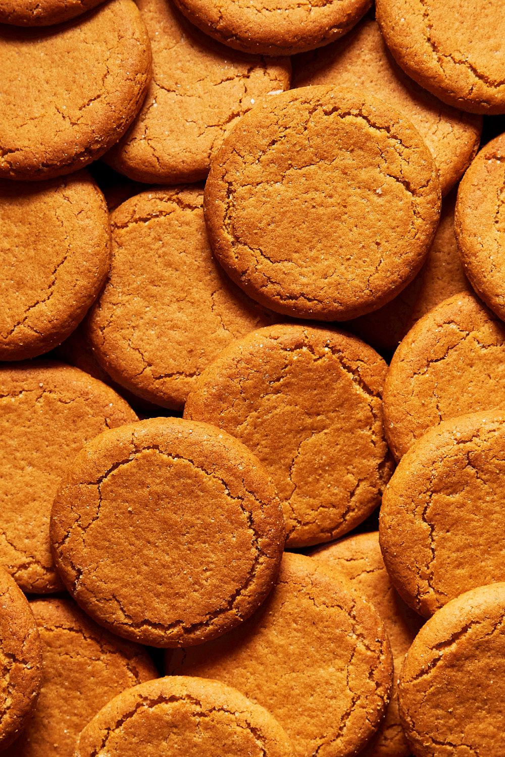 Macro shot of ginger snap biscuits