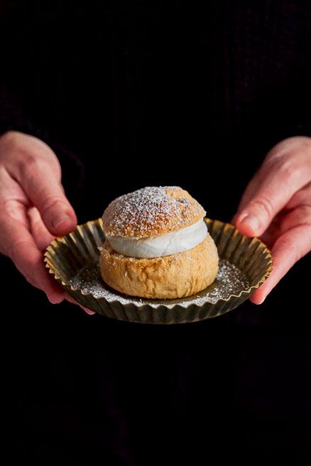 Semla bun on tray