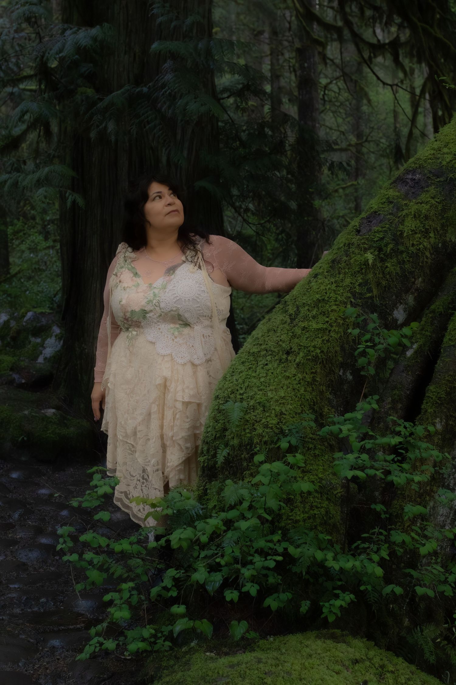 Moody portrait in Pacific Northwest forest
