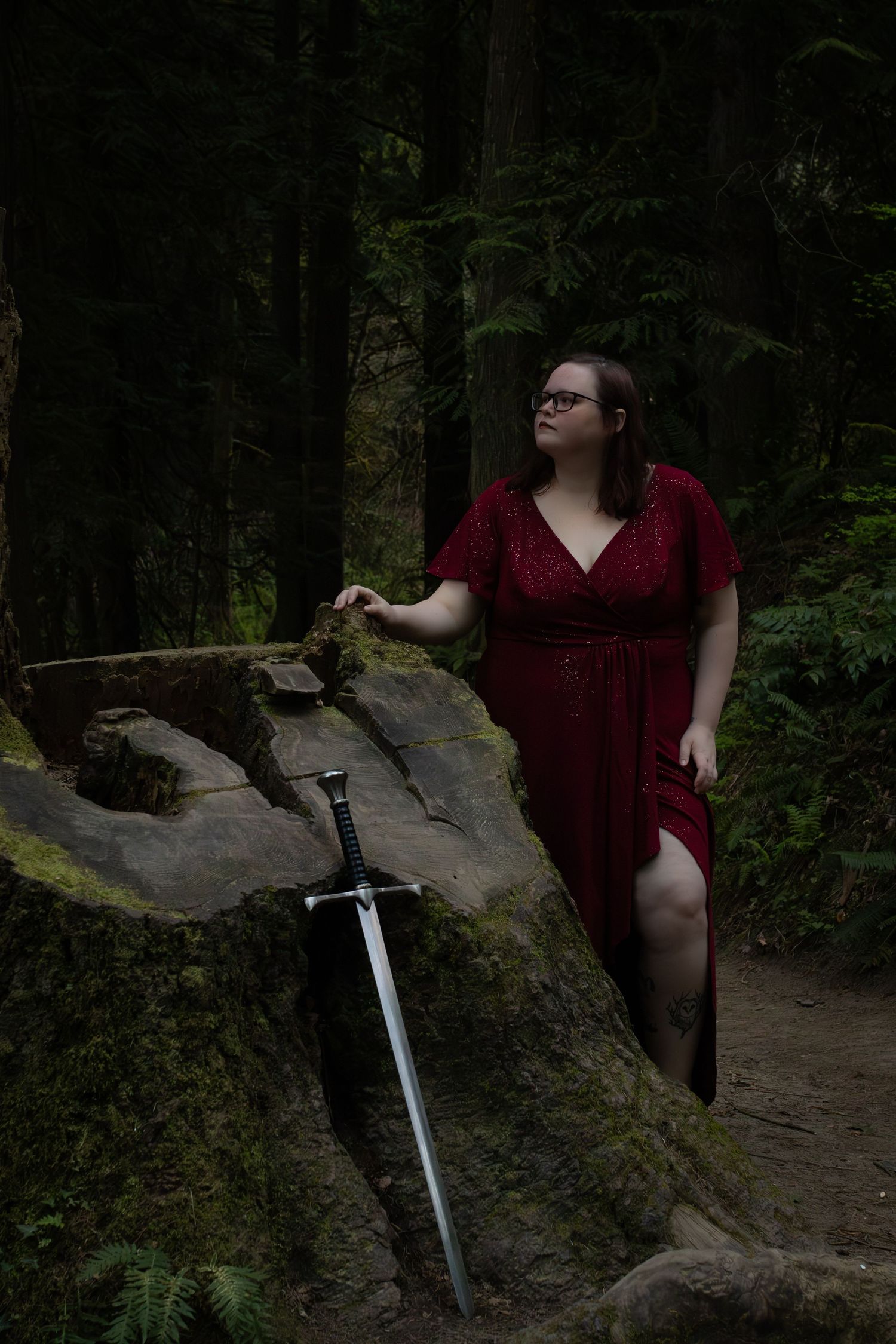 Moody portrait in Pacific Northwest forest