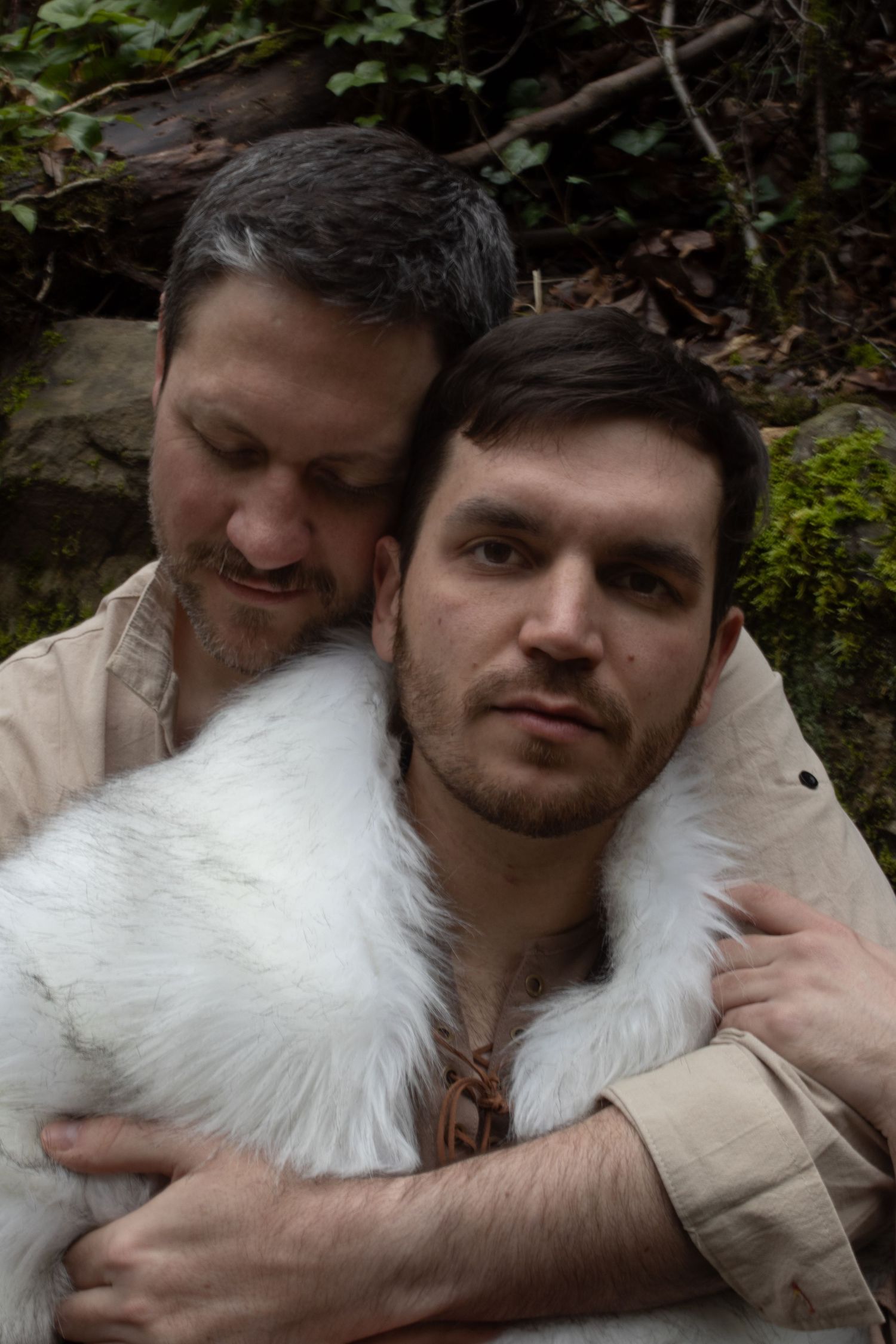 Fantasy portrait with sword in Pacific Northwest forest