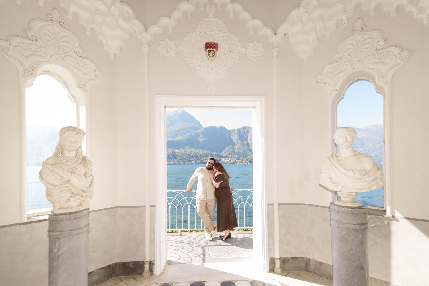 Villa Melzi Bellagio couple photoshoot lake view luxury Italy