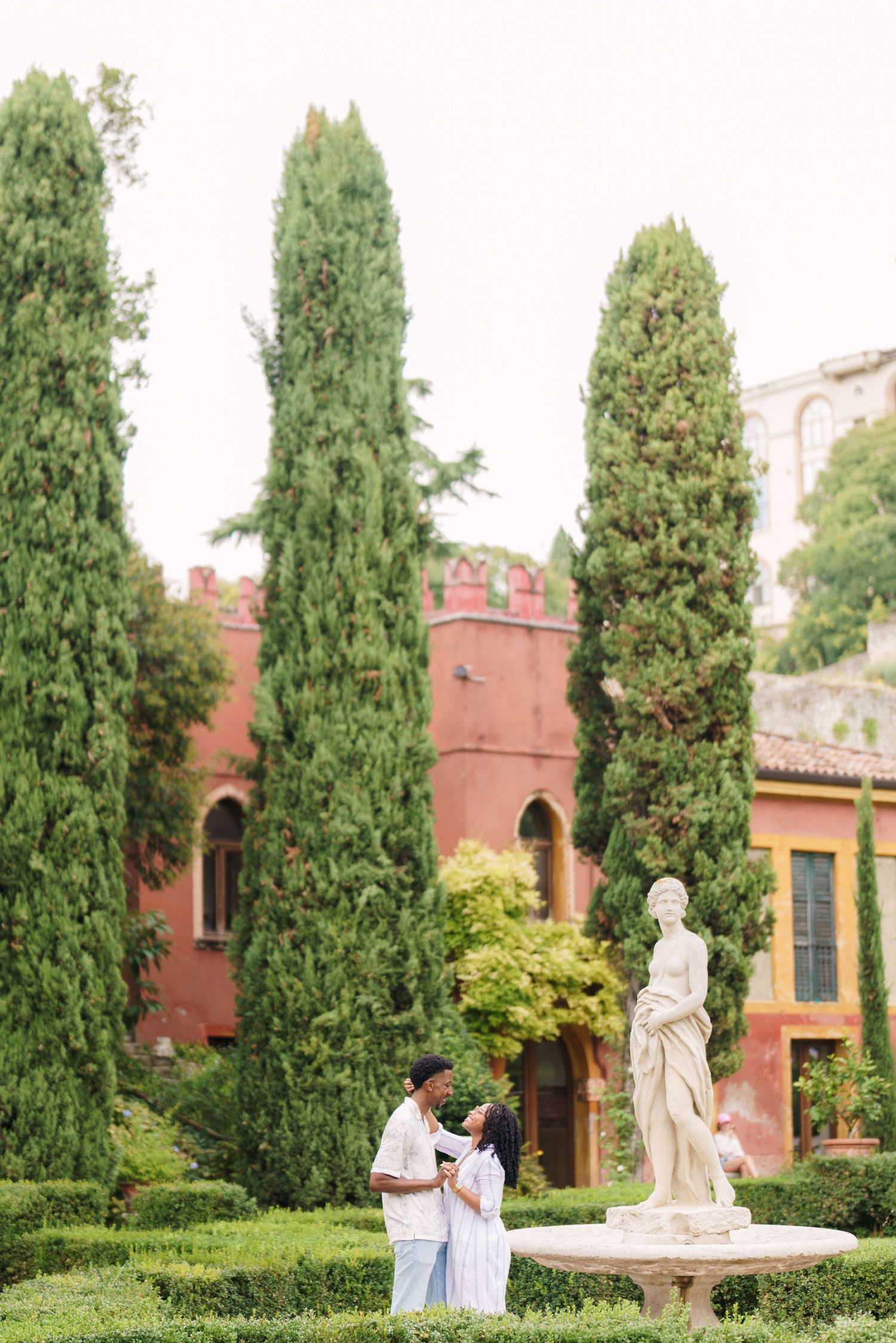 Surprise engagement proposal in Verona captured in cinematic and elegant photography style