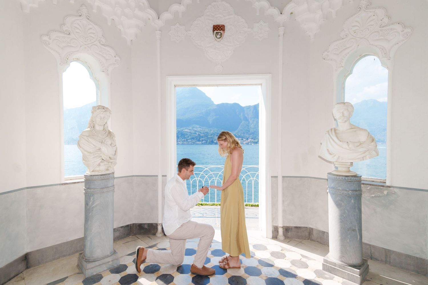 marriage proposal inside Villa Melzi  Bellagio Lake Como
