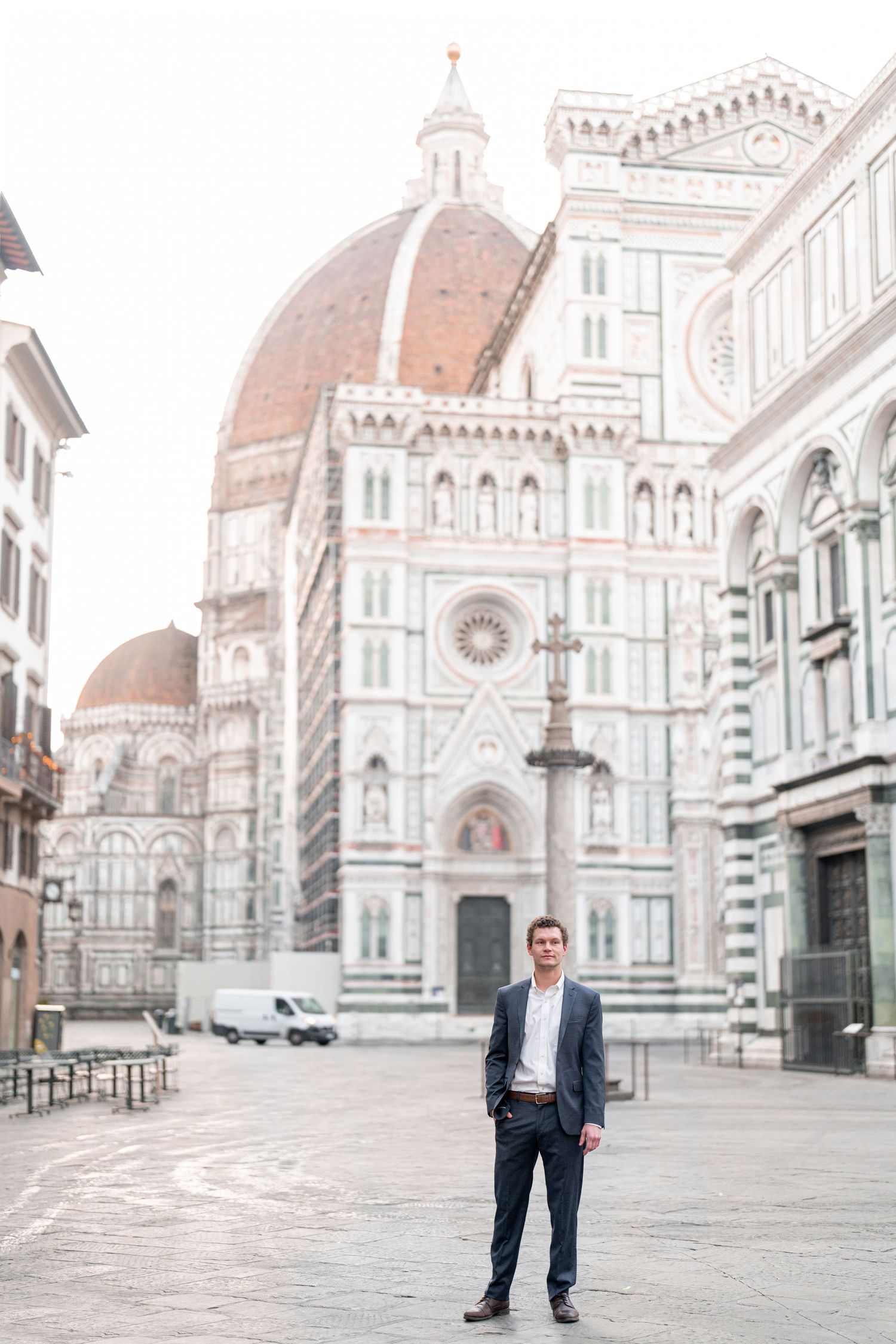 A series of photos showing Florence's Duomo cathedral and piazza from different angles with classic Italian architecture.