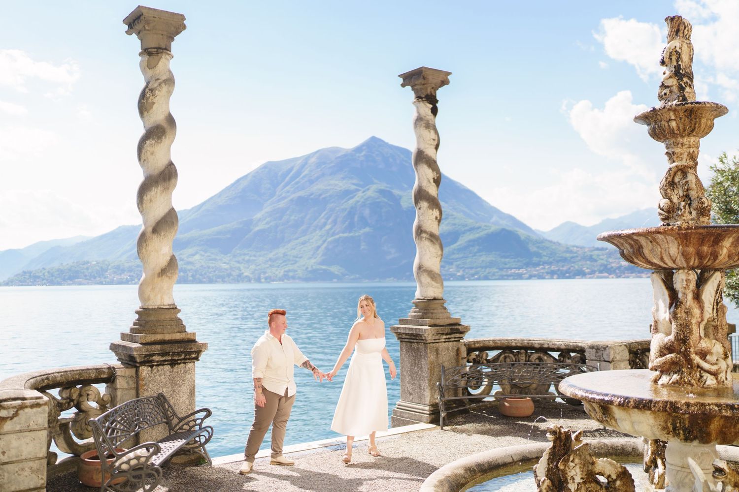 proposal on lake como varenna elegant photoshoot same sex couple