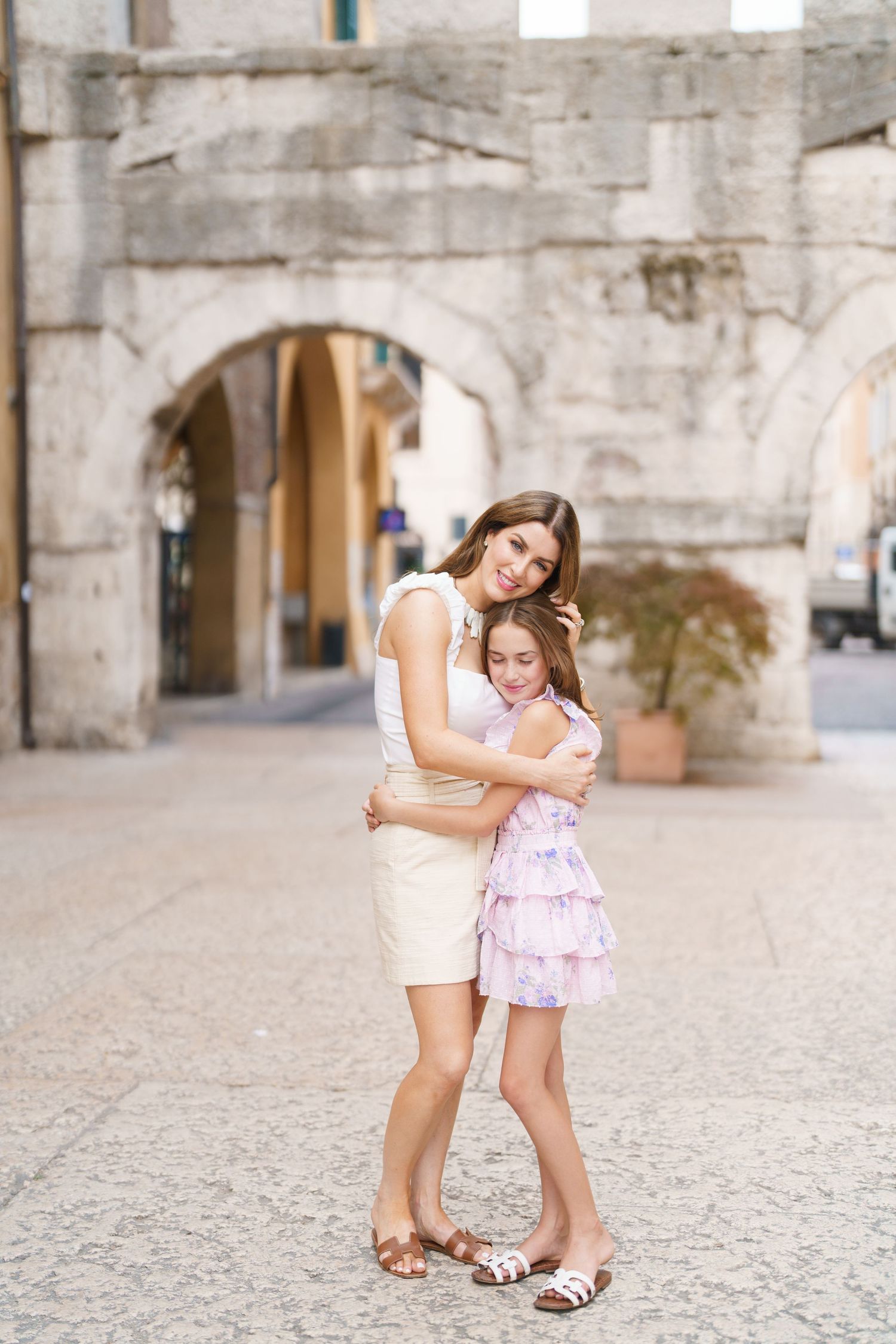 Romantic couple portrait in historic streets of Verona Italy by Verona family photographer