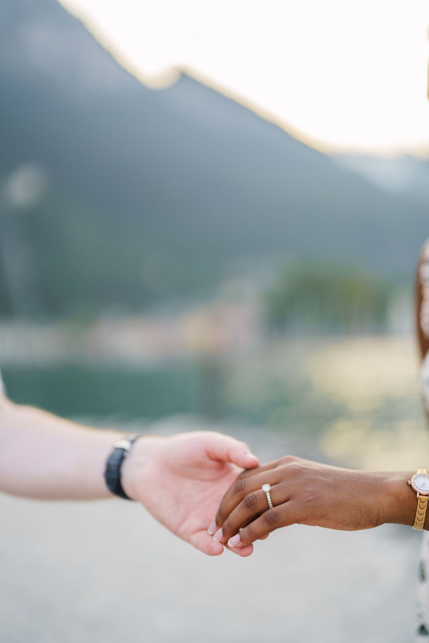 Emotional reaction during a surprise proposal beside Lake Garda in Riva del Garda