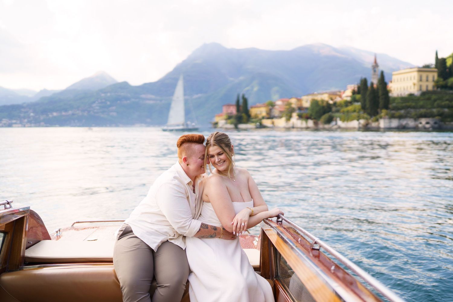 lake como engagement boat varenna romantic moment