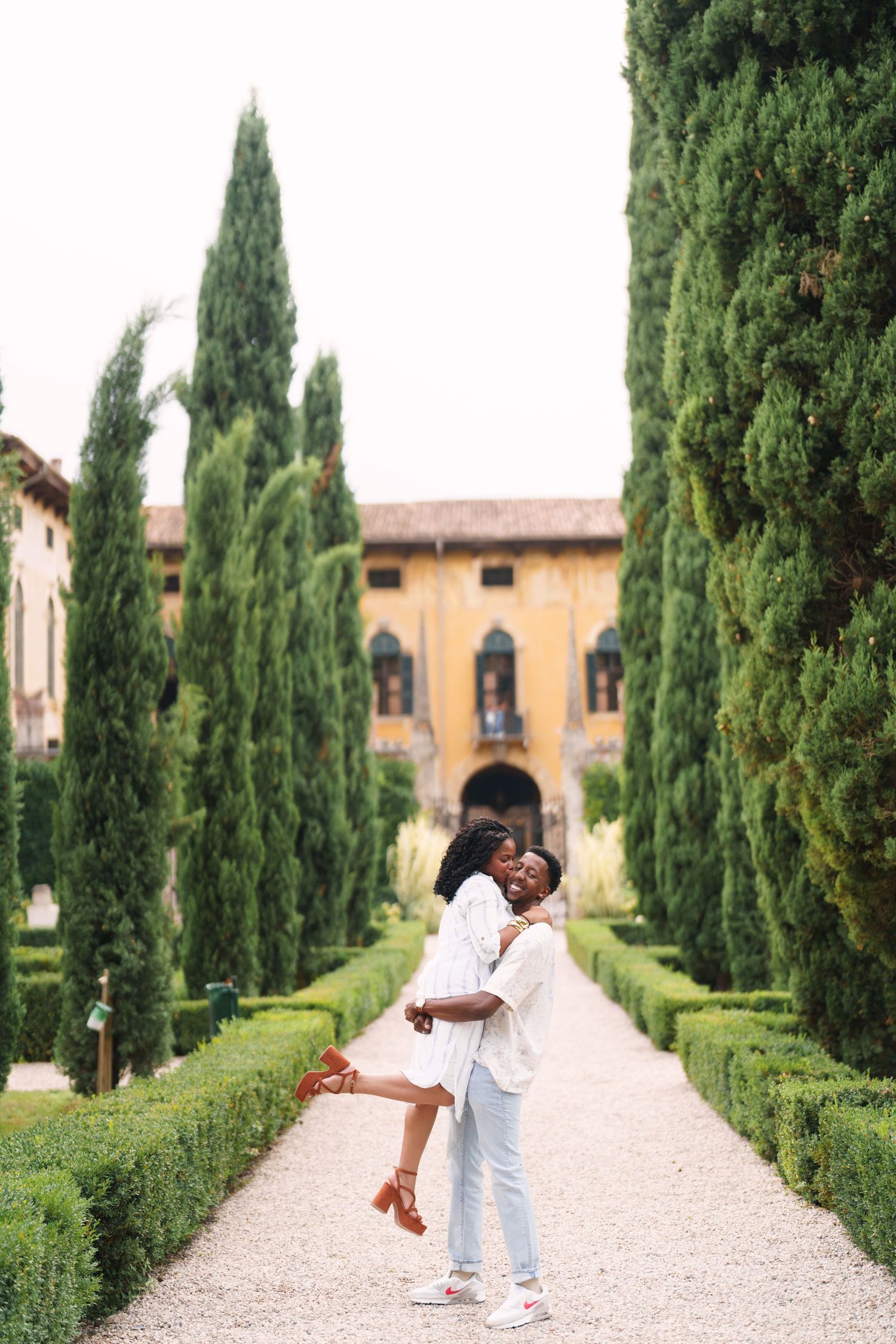 Surprise engagement proposal in Verona captured in cinematic and elegant photography style