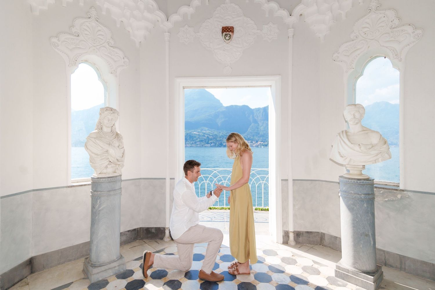 marriage proposal inside Villa Melzi  Bellagio Lake Como