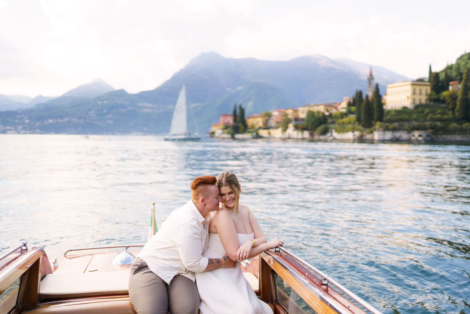 lake como engagement boat varenna romantic moment